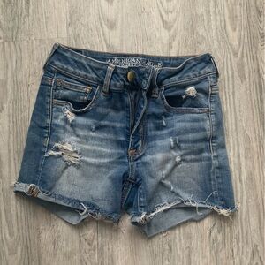 American Eagle hi rise shortie denim shorts